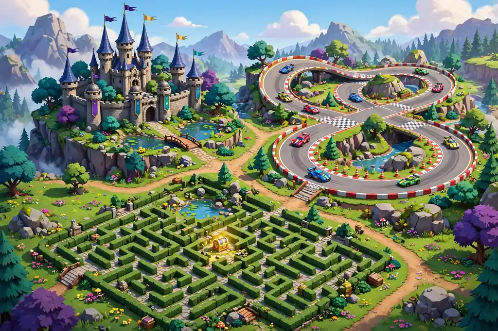gaming playmyworld adventure building racing categories