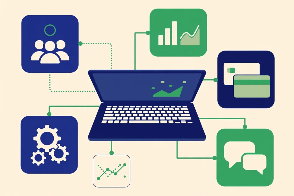 Growth navigate startup tools dashboard with CRM, analytics and automation apps for a growing startup