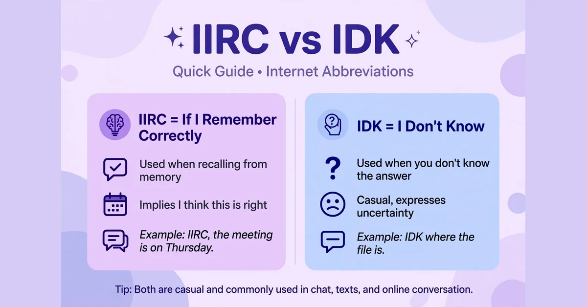 IIRC vs IDK comparison