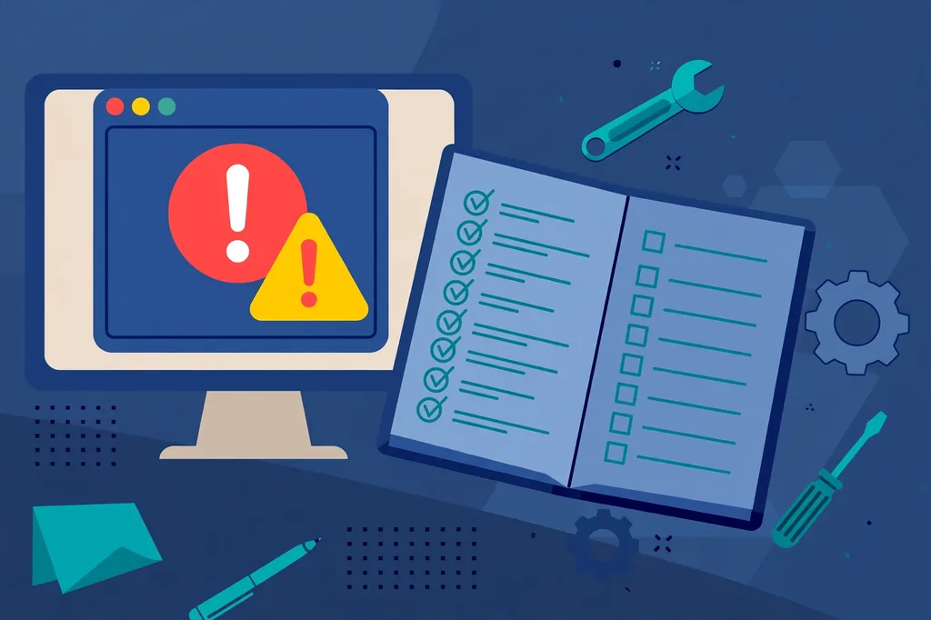 Terminal window showing a Python error message with troubleshooting steps on a desk