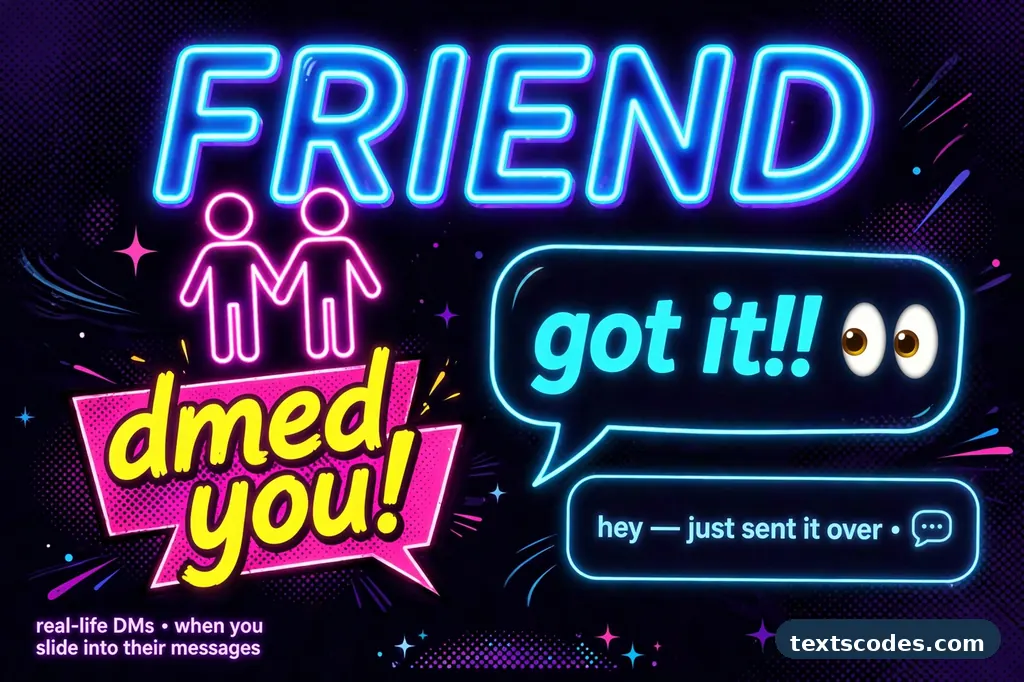 Phone screen showing the dms meaning in text with private direct message chat bubbles