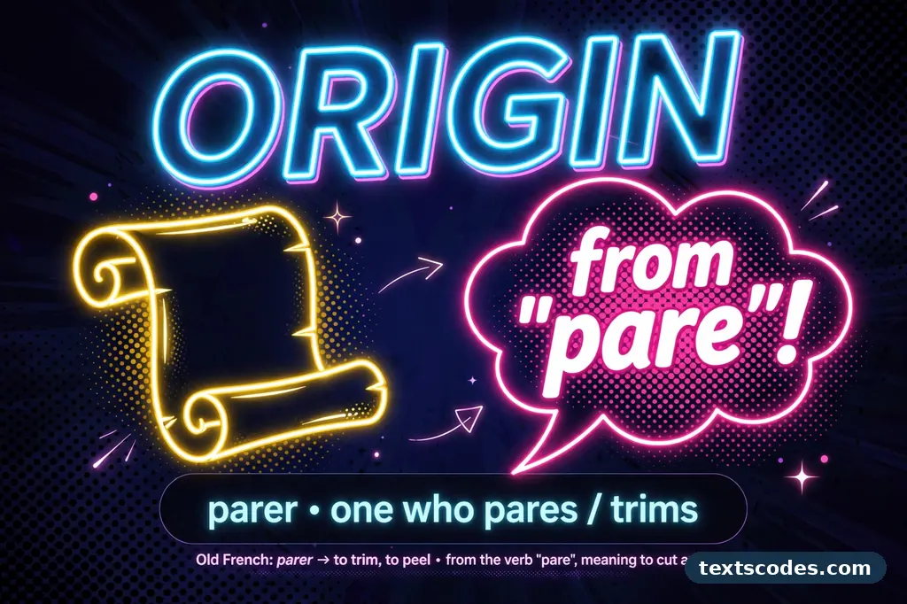 Illustration showing the parer meaning with a small peeling knife and fresh vegetables