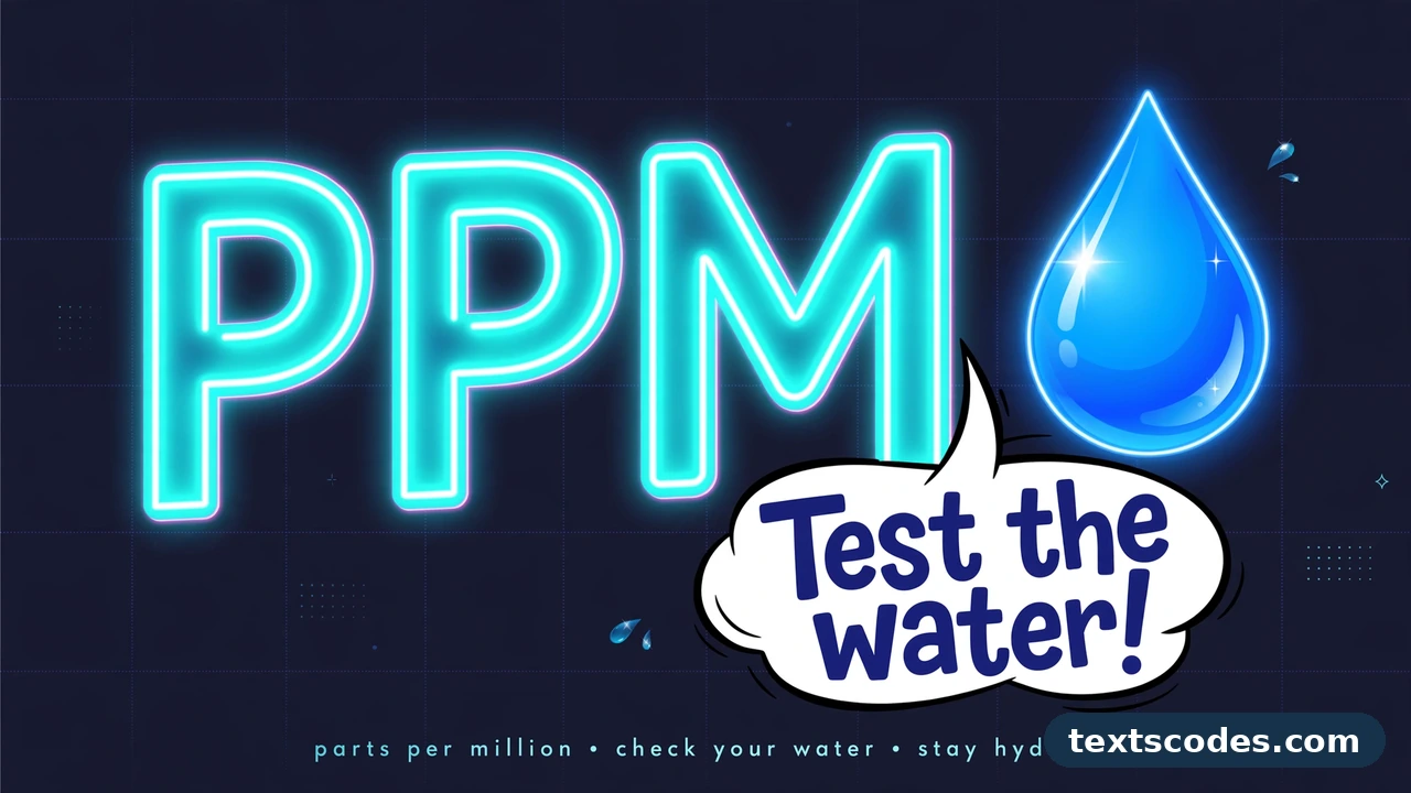 Flat illustration of a lab beaker and water drop explaining the ppm meaning as parts per million