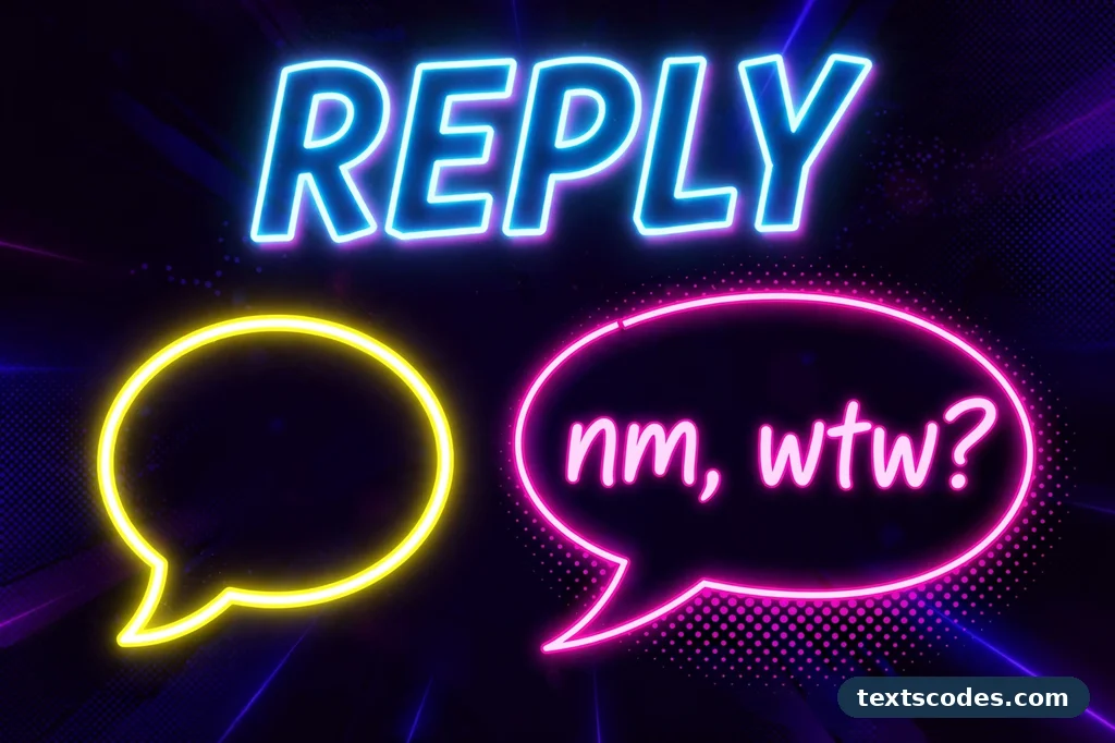 Flat illustration of a phone with a question bubble explaining the wtw meaning in texting